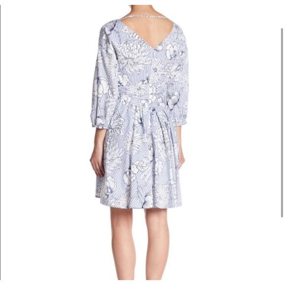 Alexia Admor Striped Floral Print 3/4 Sleeve Dress Sz 6 New - Picture 2 of 8